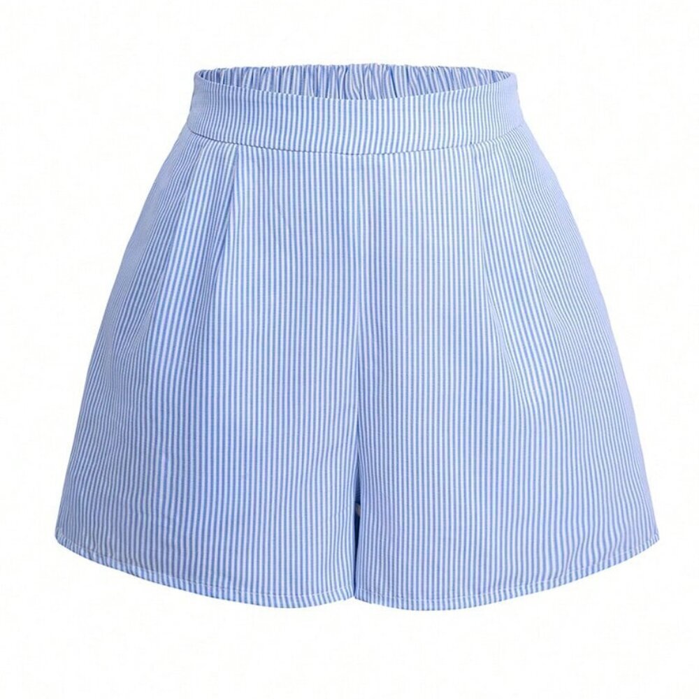 Blue Boho Women's striped Beach Vacation Tube top and Shorts - Picture 8 of 11